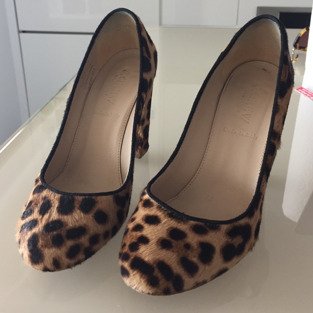J CREW COLLECTION Etta Leopard calf hair pumps 5